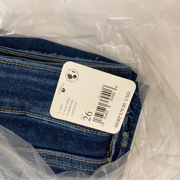 NWT Free People Blue Dark Wash Raw Hem High Rise Denim Jegging Jeans 26 - Picture 6 of 6
